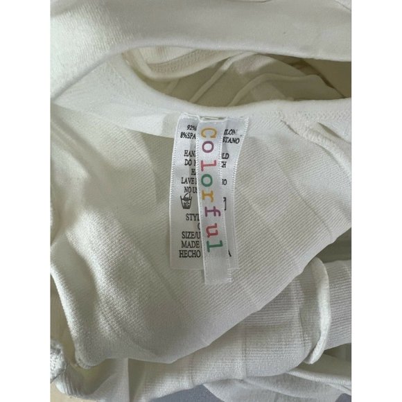 Colorful Women's Mini Dress Bodycon White Spandex V-Neck Sleeveless One Size - Picture 4 of 11